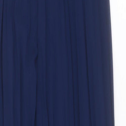 Boohoo Womens Blue Polyester A-Line Size 8 Halter Button