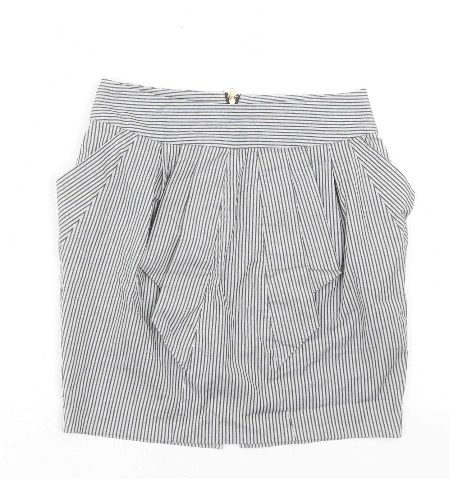 TOKITO Womens Black Striped Polyester A-Line Skirt Size 8 Zip