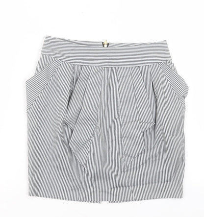 TOKITO Womens Black Striped Polyester A-Line Skirt Size 8 Zip