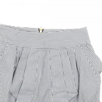 TOKITO Womens Black Striped Polyester A-Line Skirt Size 8 Zip