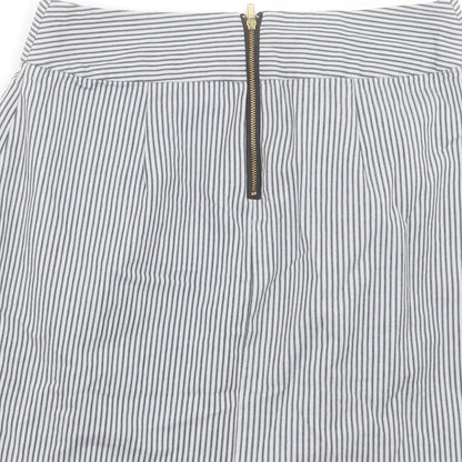 TOKITO Womens Black Striped Polyester A-Line Skirt Size 8 Zip