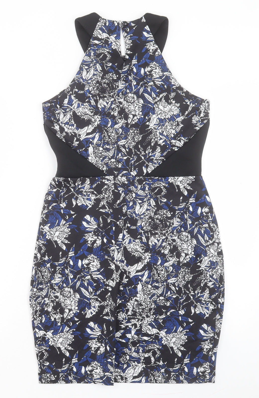 Atmosphere Womens Blue Floral Polyester Pencil Dress Size 10 Halter Button