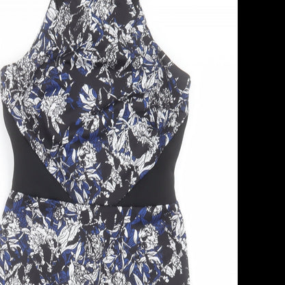 Atmosphere Womens Blue Floral Polyester Pencil Dress Size 10 Halter Button