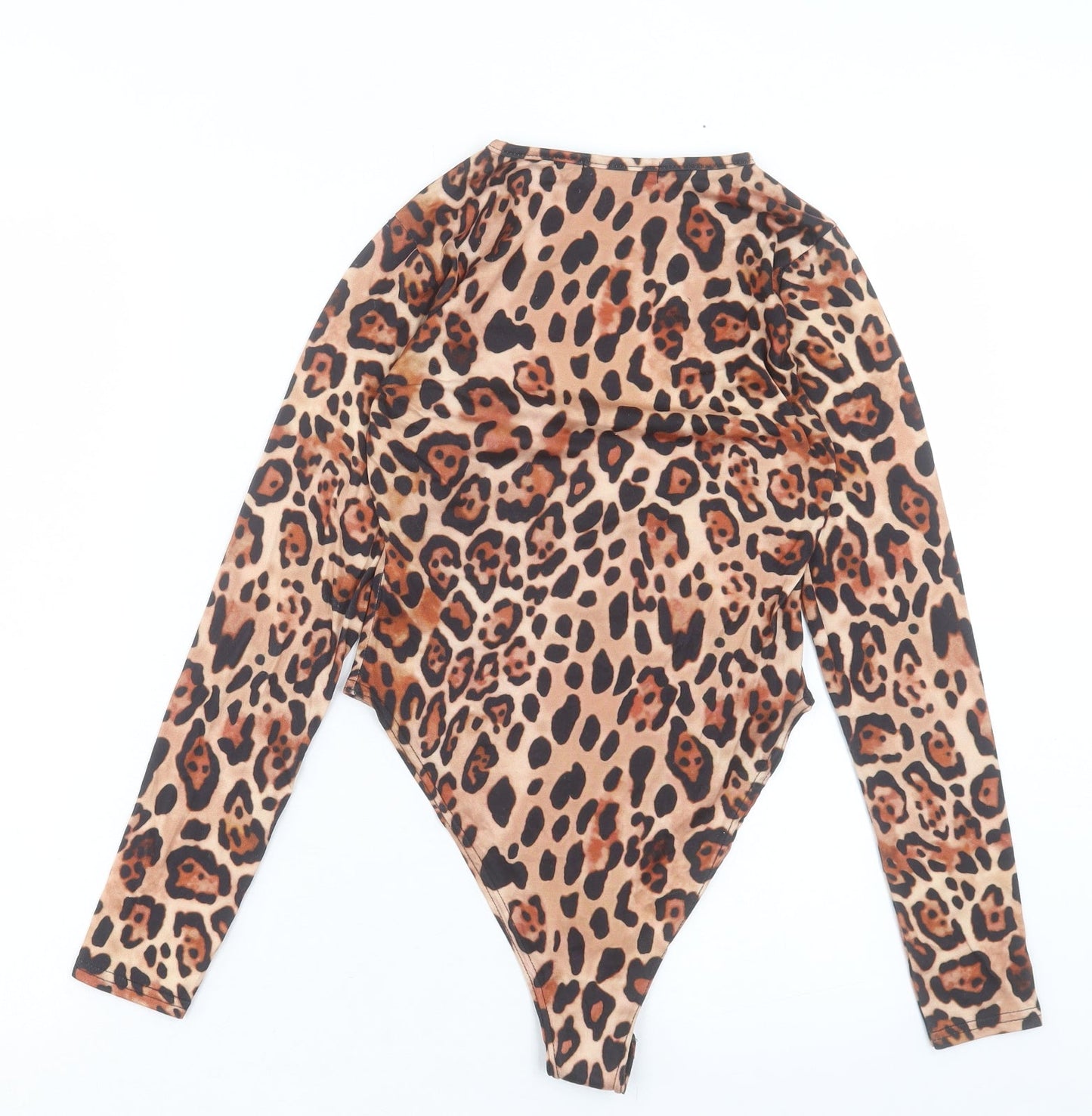 I SAW IT FIRST Womens Brown Animal Print Polyester Bodysuit One-Piece Size 6 Snap