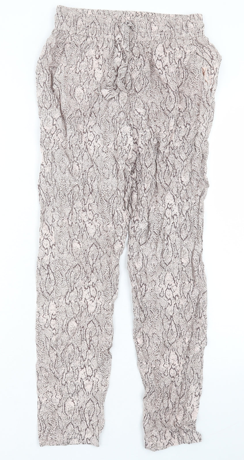 Primark Womens Animal Print Viscose Trousers Size 6 L26 in Regular Drawstring