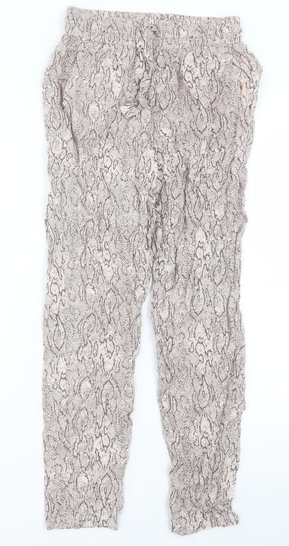 Primark Womens Animal Print Viscose Trousers Size 6 L26 in Regular Drawstring