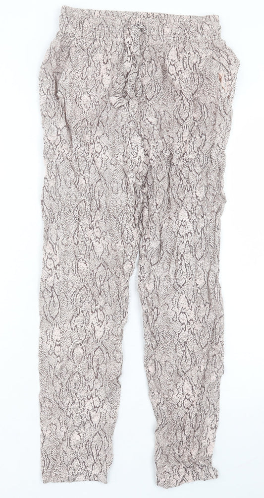 Primark Womens Animal Print Viscose Trousers Size 6 L26 in Regular Drawstring