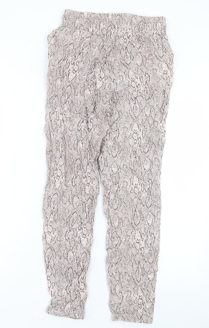 Primark Womens Animal Print Viscose Trousers Size 6 L26 in Regular Drawstring