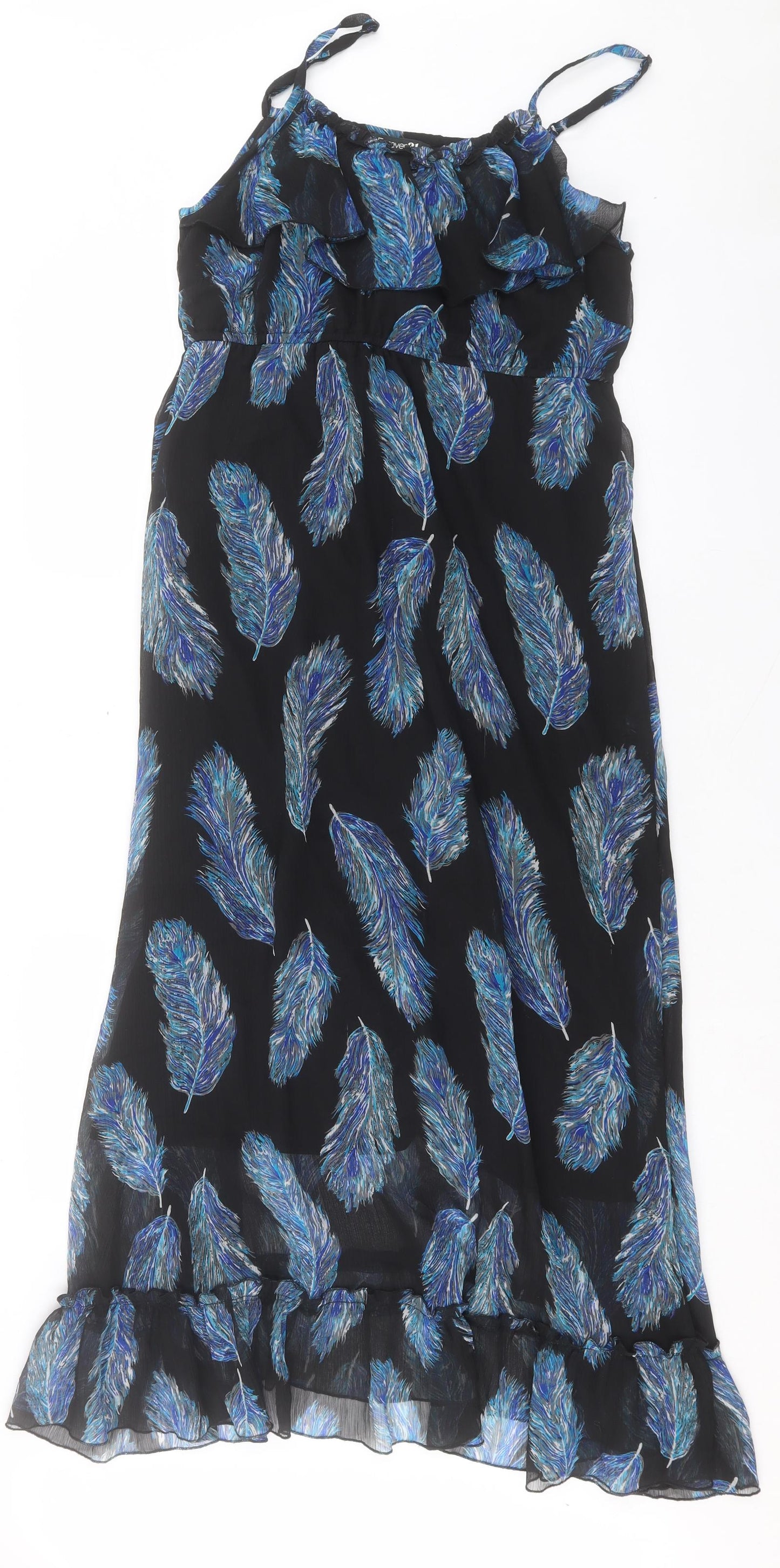 FOREVER 21 Womens Blue Geometric Polyester A-Line Size L Scoop Neck Pullover