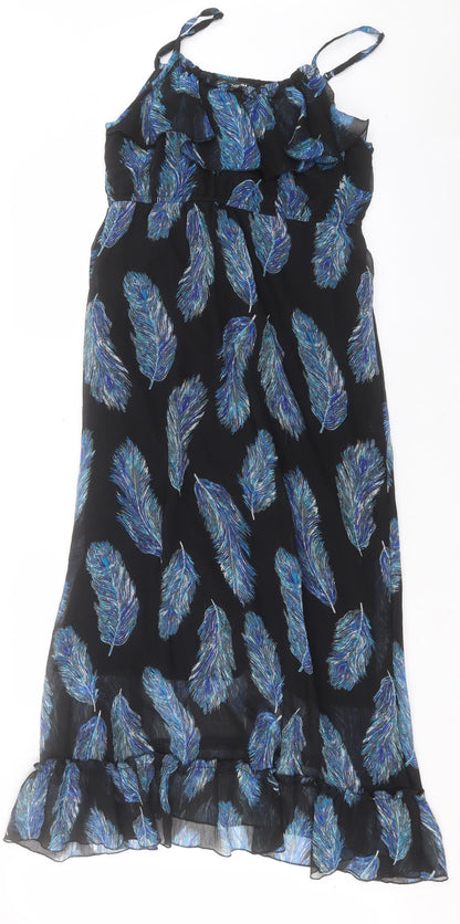 FOREVER 21 Womens Blue Geometric Polyester A-Line Size L Scoop Neck Pullover