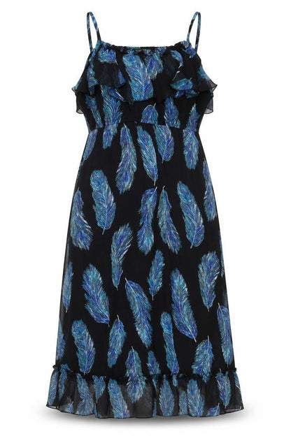Forever 21 Womens Blue Geometric Polyester A-Line Size L Scoop Neck Pullover