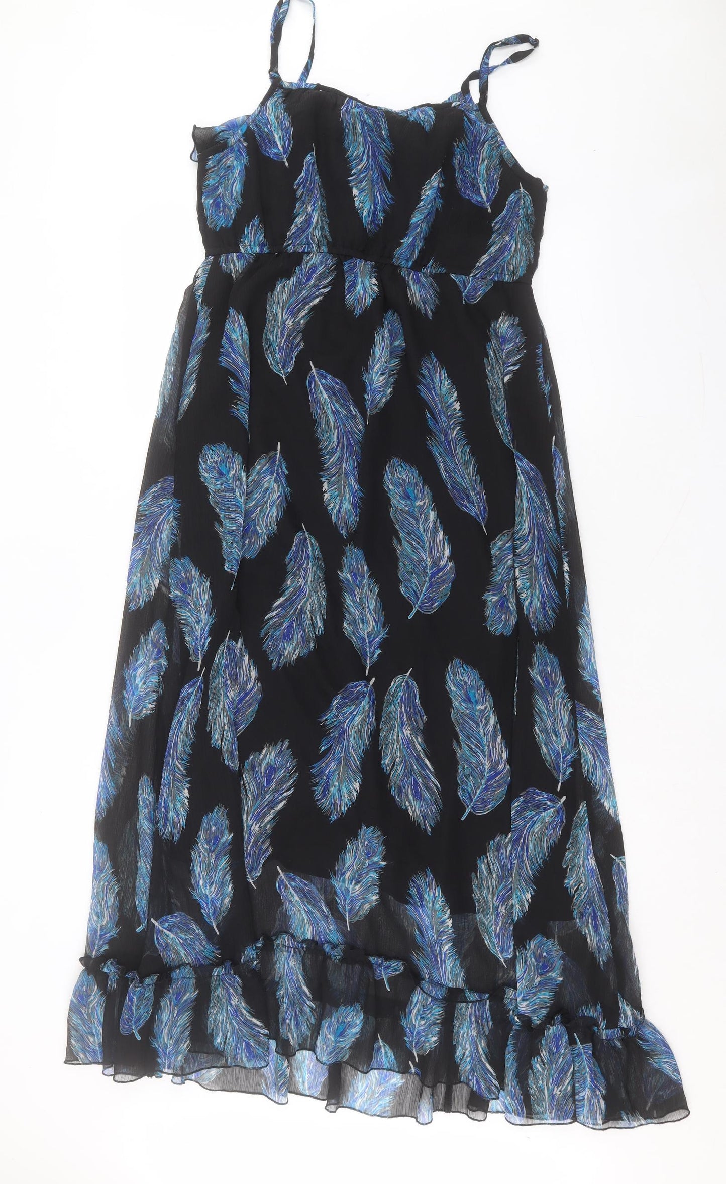 FOREVER 21 Womens Blue Geometric Polyester A-Line Size L Scoop Neck Pullover