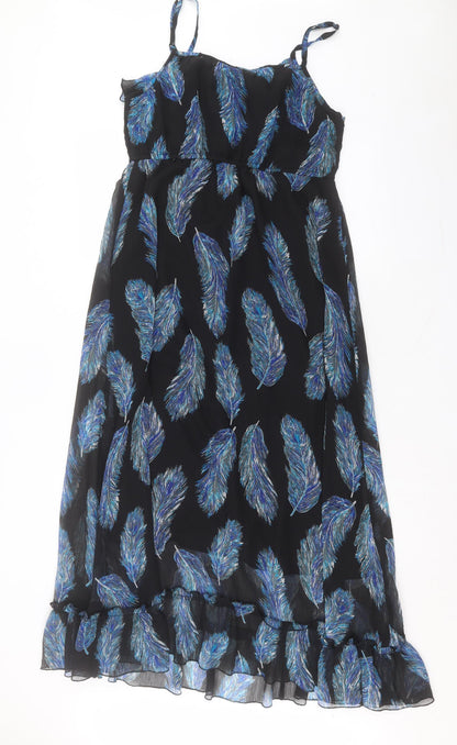 FOREVER 21 Womens Blue Geometric Polyester A-Line Size L Scoop Neck Pullover