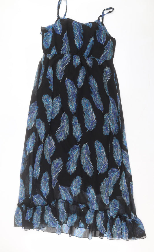 FOREVER 21 Womens Blue Geometric Polyester A-Line Size L Scoop Neck Pullover