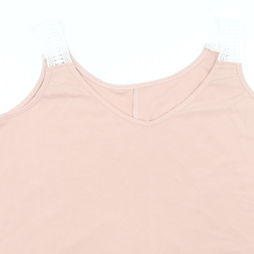 SheIn Womens Pink Polyester Basic Tank Size 3XL V-Neck