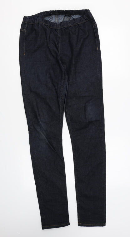 H&M Womens Blue Cotton Jegging Trousers Size M L32 in Regular