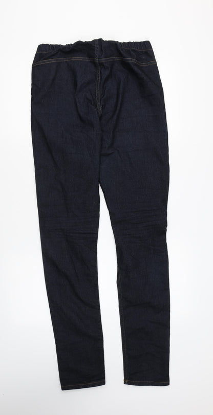 H&M Womens Blue Cotton Jegging Trousers Size M L32 in Regular