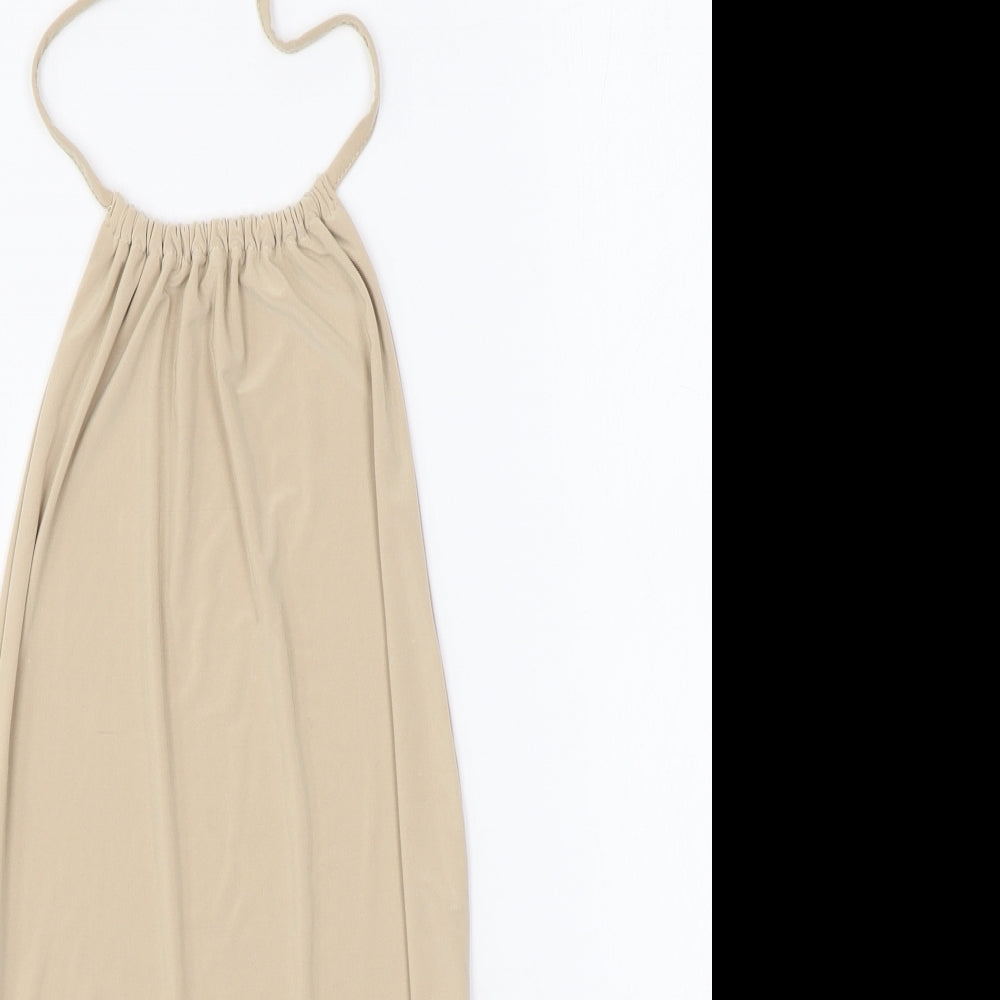 PRETTYLITTLETHING Womens Brown Polyester Bodysuit One-Piece Size 6 Pullover