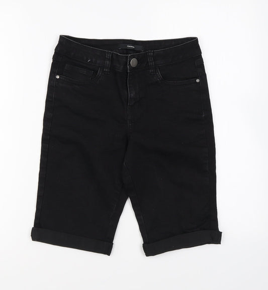 George Womens Black Cotton Compression Shorts Size 8 L9 in Regular Zip