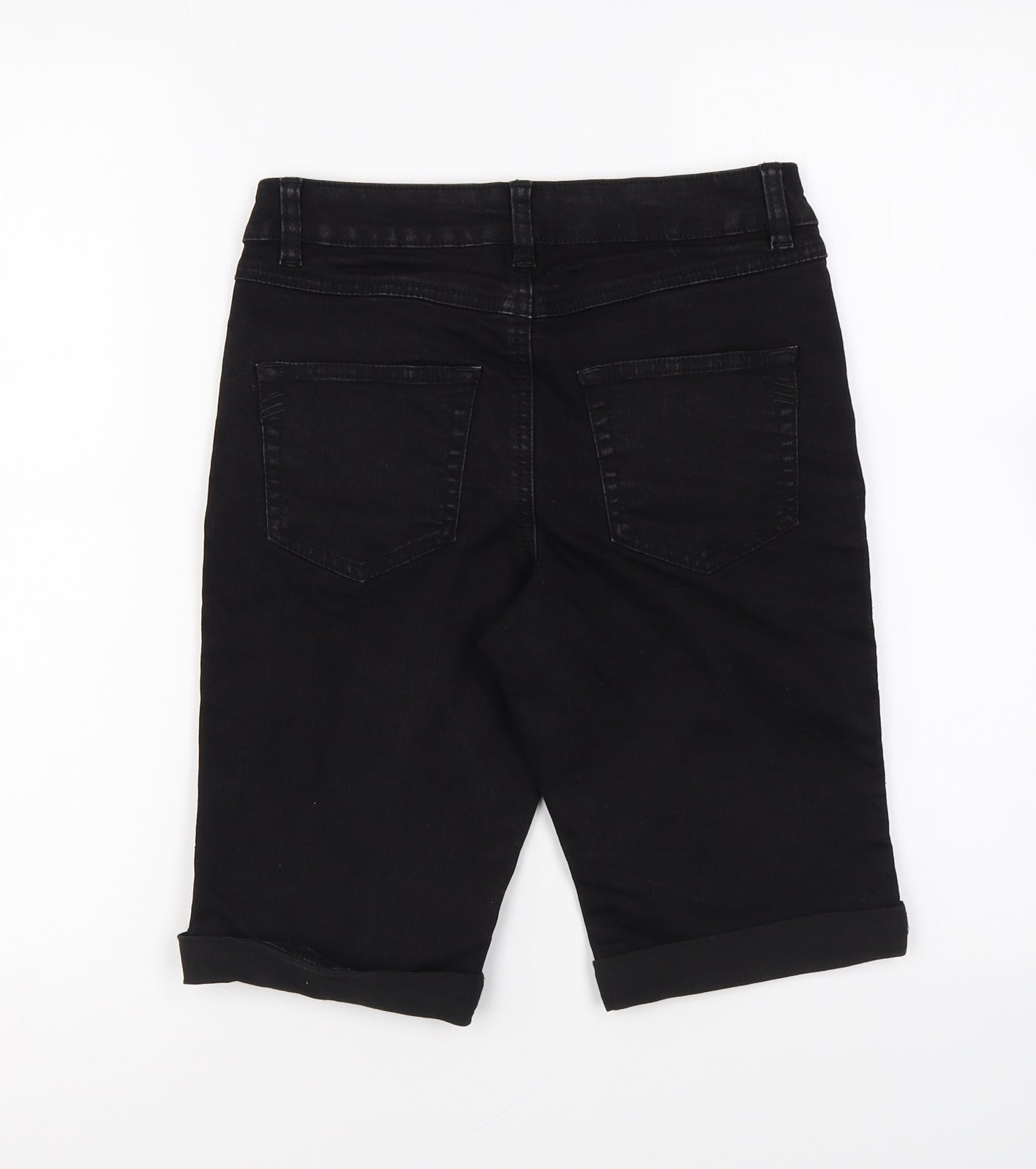 George Womens Black Cotton Compression Shorts Size 8 L9 in Regular Zip