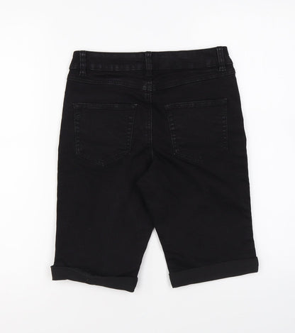 George Womens Black Cotton Compression Shorts Size 8 L9 in Regular Zip