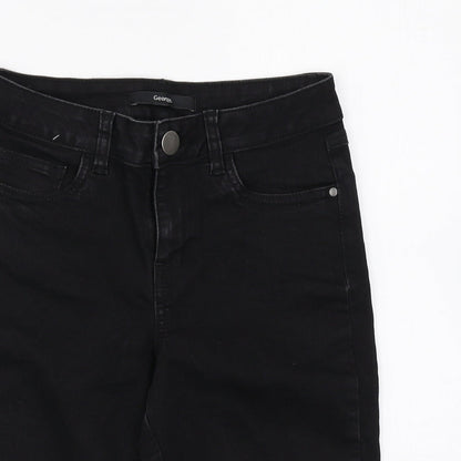 George Womens Black Cotton Compression Shorts Size 8 L9 in Regular Zip