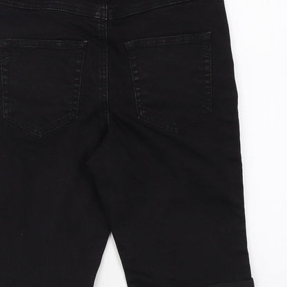 George Womens Black Cotton Compression Shorts Size 8 L9 in Regular Zip