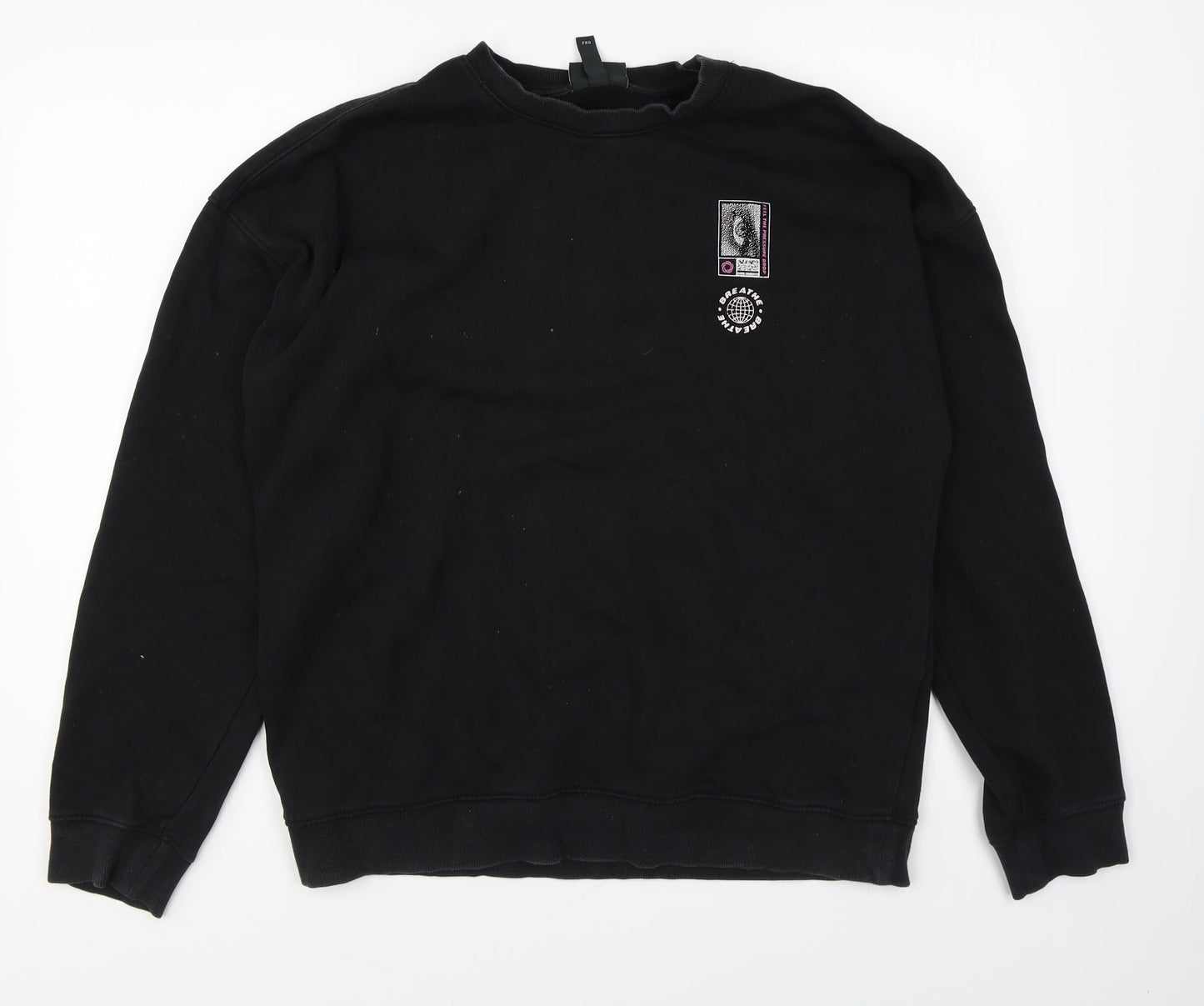 H&M Womens Black Cotton Pullover Sweatshirt Size M Pullover