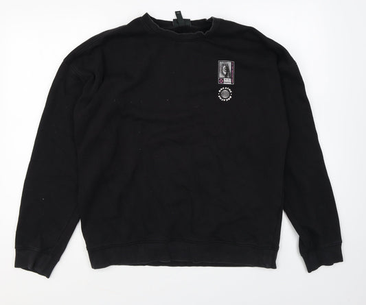 H&M Womens Black Cotton Pullover Sweatshirt Size M Pullover