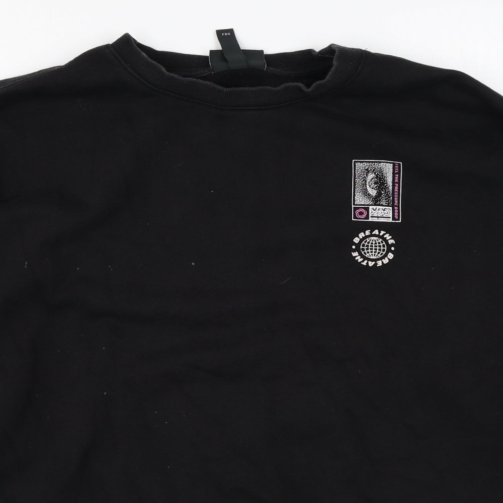 H&M Womens Black Cotton Pullover Sweatshirt Size M Pullover