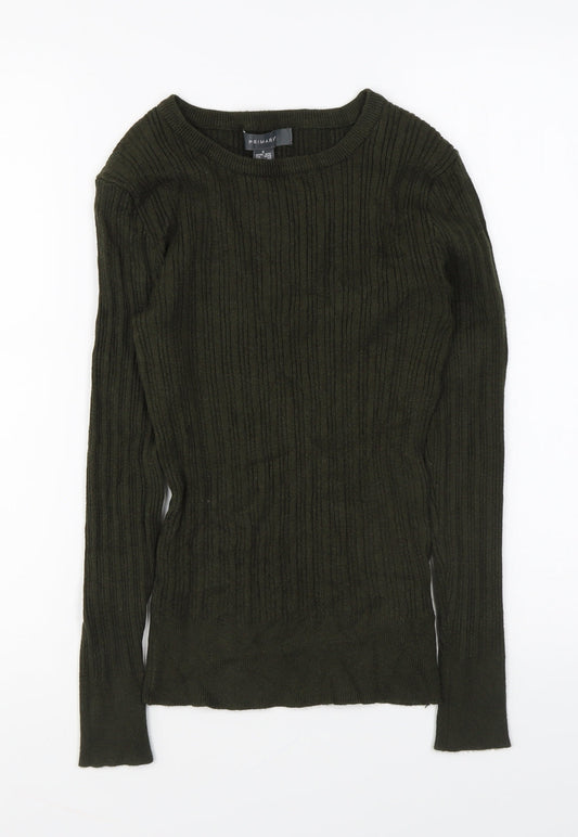 Primark Womens Green Round Neck Acrylic Pullover Jumper Size S