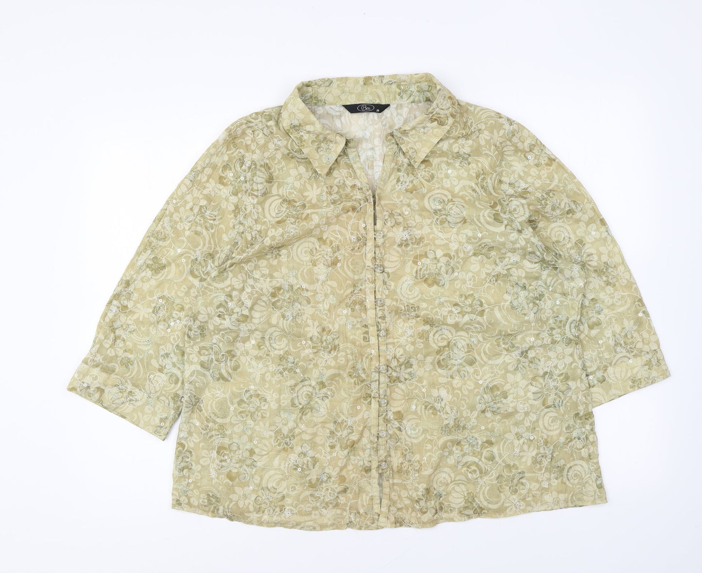 Womens UK Size 20 Bonmarché Yellow Basic Button-Up