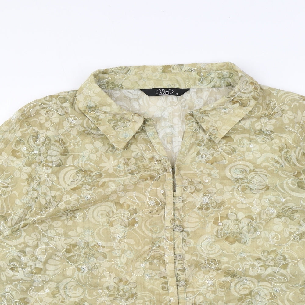 Womens UK Size 20 Bonmarché Yellow Basic Button-Up