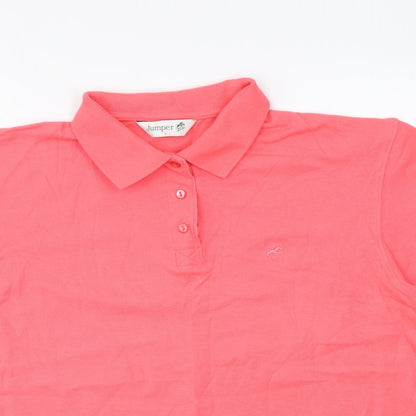 Womens UK Size L Jumper Pink Basic Polo