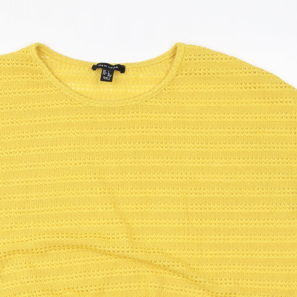 Womens UK Size L New Look Yellow Pullover Jumper