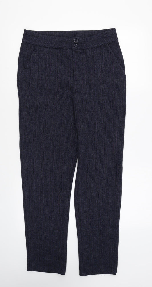 TU Womens Blue Polyester Trousers Size 10 L26 in Regular Zip