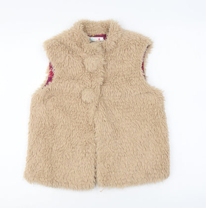 M&Co Girls Brown Gilet Jacket Size 11-12 Years Button