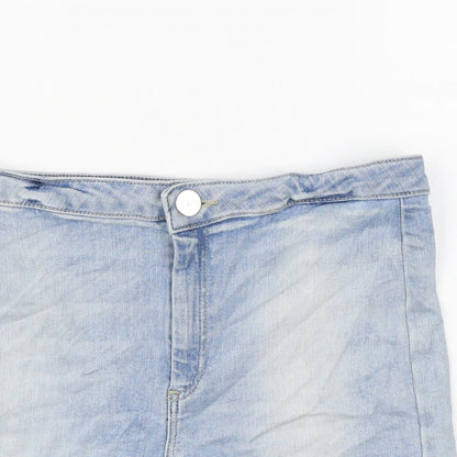 Topshop Womens Blue Cotton Hot Pants Shorts Size 12 L3 in Regular Zip