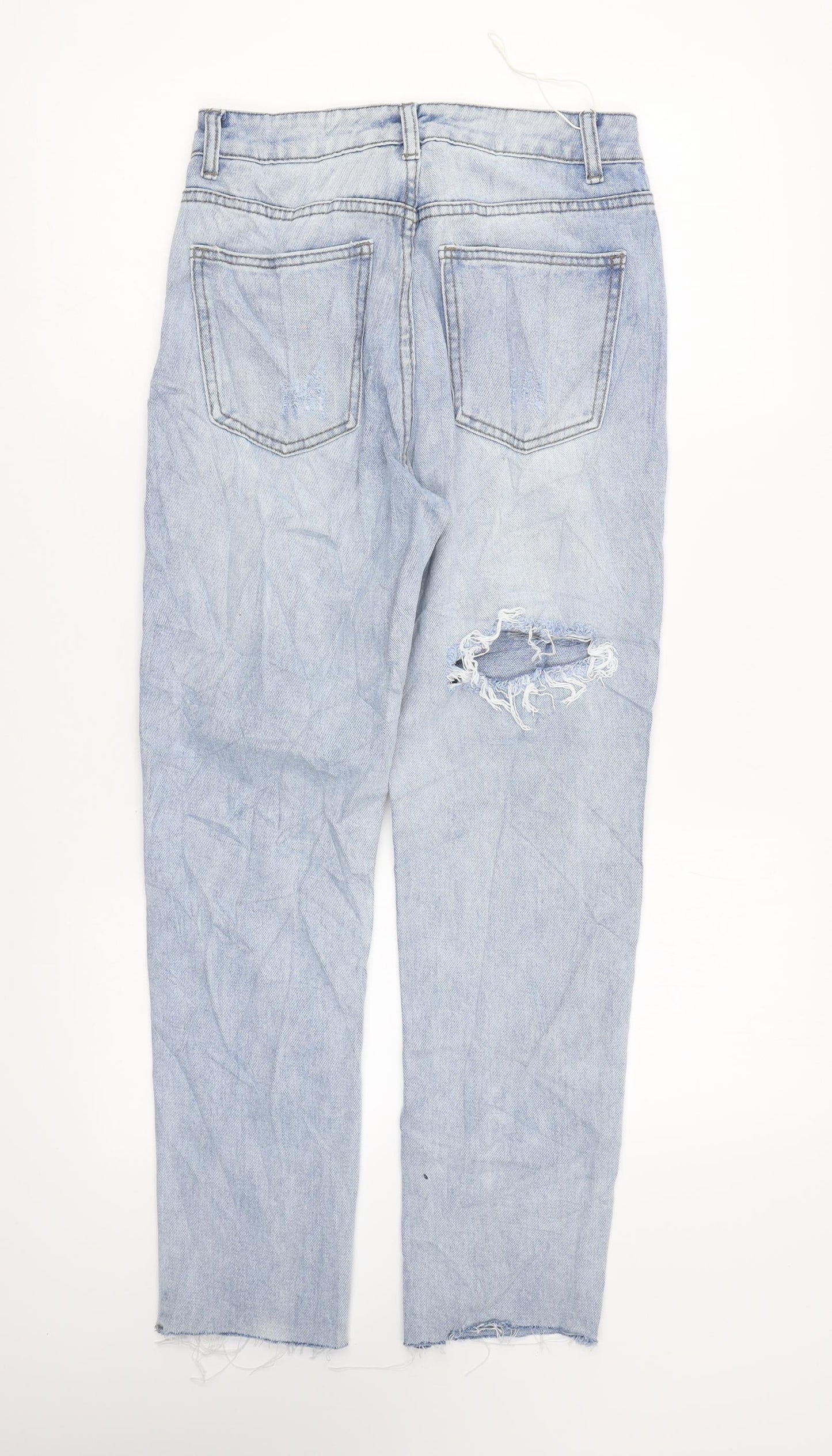 Misspap Womens Blue Cotton Straight Jeans Size 6 L25 in Regular Zip