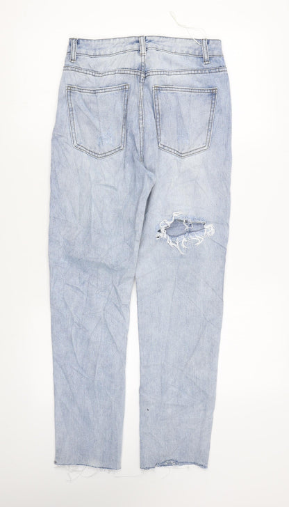 Misspap Womens Blue Cotton Straight Jeans Size 6 L25 in Regular Zip