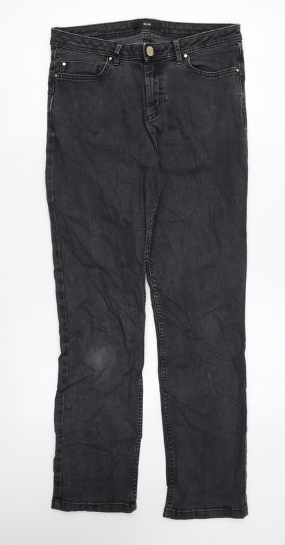 Marks and Spencer Womens Black Cotton Skinny Jeans Size 12 L27 in Regular Zip