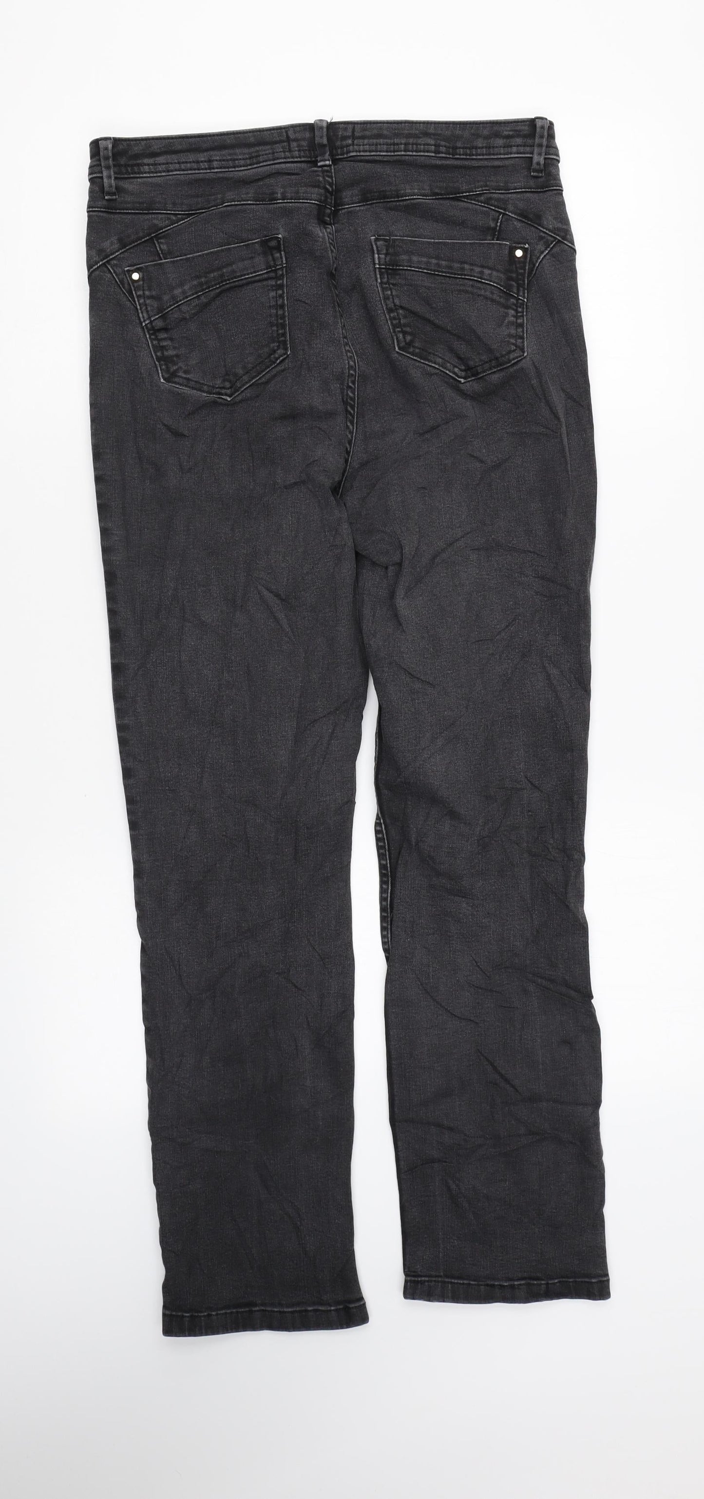 Marks and Spencer Womens Black Cotton Skinny Jeans Size 12 L27 in Regular Zip