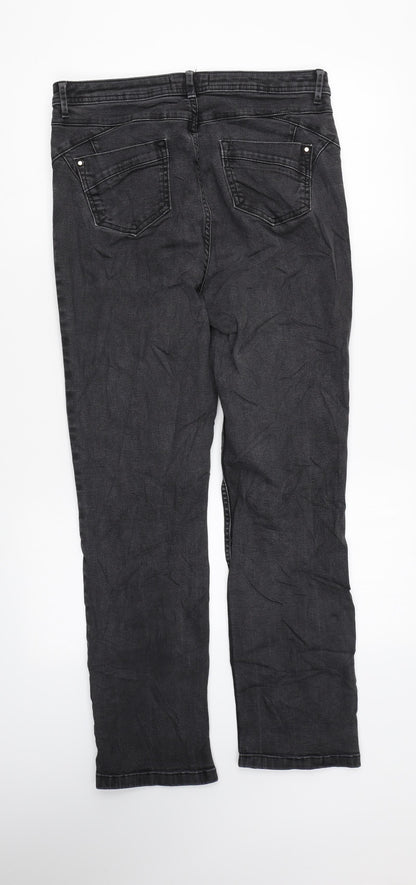 Marks and Spencer Womens Black Cotton Skinny Jeans Size 12 L27 in Regular Zip