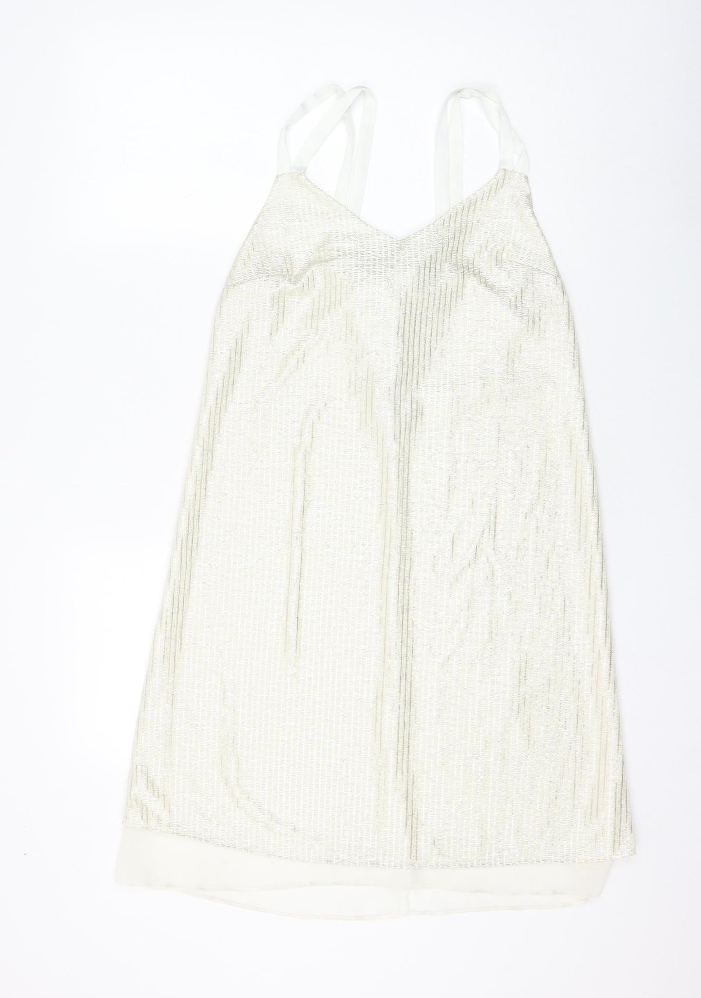 NEXT Womens White Polyester Shift Size 8 Round Neck Pullover