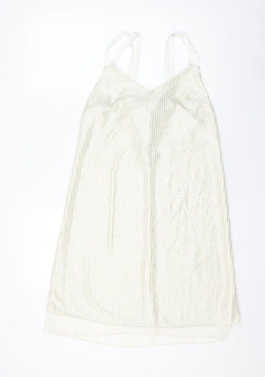 NEXT Womens White Polyester Shift Size 8 Round Neck Pullover