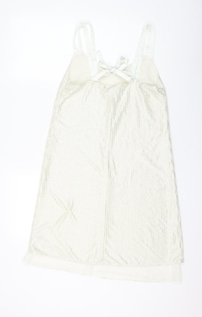 NEXT Womens White Polyester Shift Size 8 Round Neck Pullover