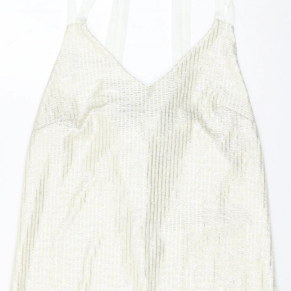 NEXT Womens White Polyester Shift Size 8 Round Neck Pullover