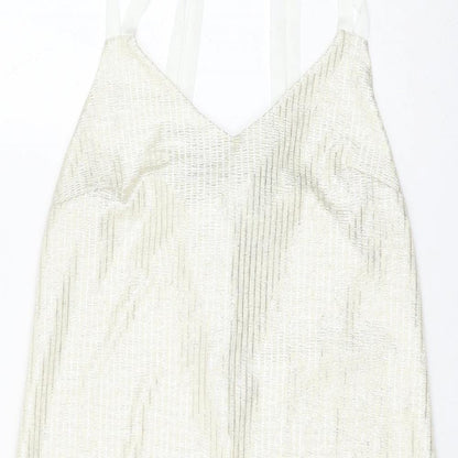 NEXT Womens White Polyester Shift Size 8 Round Neck Pullover