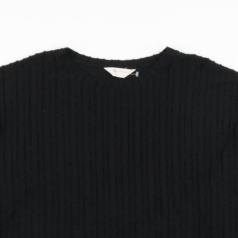 TU Womens Black Round Neck Polyester Pullover Jumper Size 12