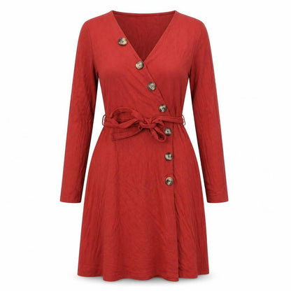 F&F Womens Red Viscose A-Line Size 8 V-Neck Pullover